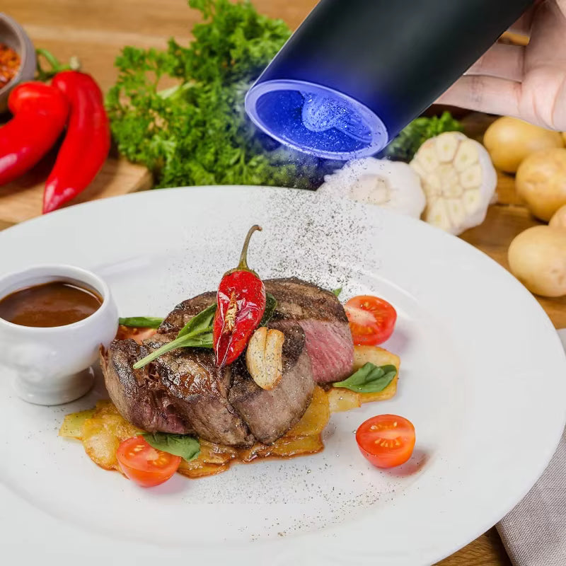 Royallure Electric Salt & Pepper Grinder – USB-Rechargeable, Adjustable Ceramic & LED Light