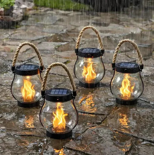 LuxRoyale Premium Solar Powered Outdoor Lanterns With Realistic Flame