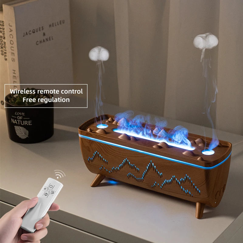 Royaleva Dual Nozzle Aroma Diffuser – Flame Light Humidifier with Jellyfish Mode