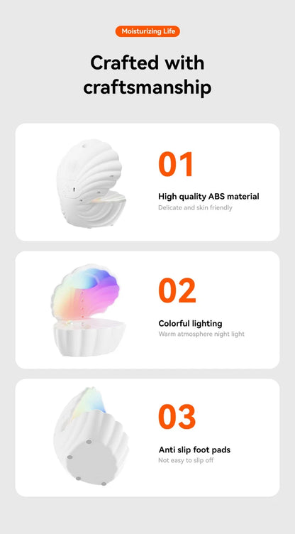 Shell Sleep Aid Bluetooth Speaker – RGB Night Light with Humidifier & Anti-Gravity Design