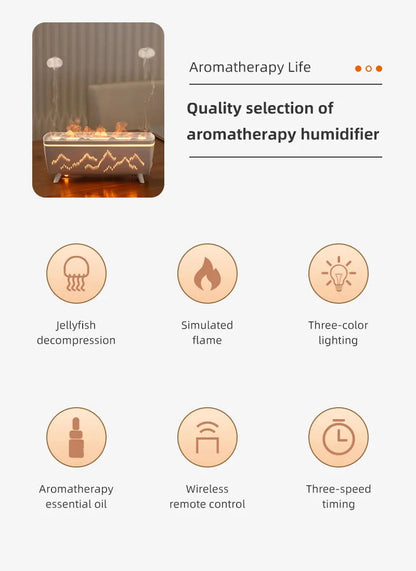 Royaleva Dual Nozzle Aroma Diffuser – Flame Light Humidifier with Jellyfish Mode