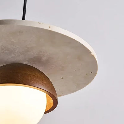 Royelux Travertine Stone Globe Pendant Light For Kitchen Island, Dining, Bedroom