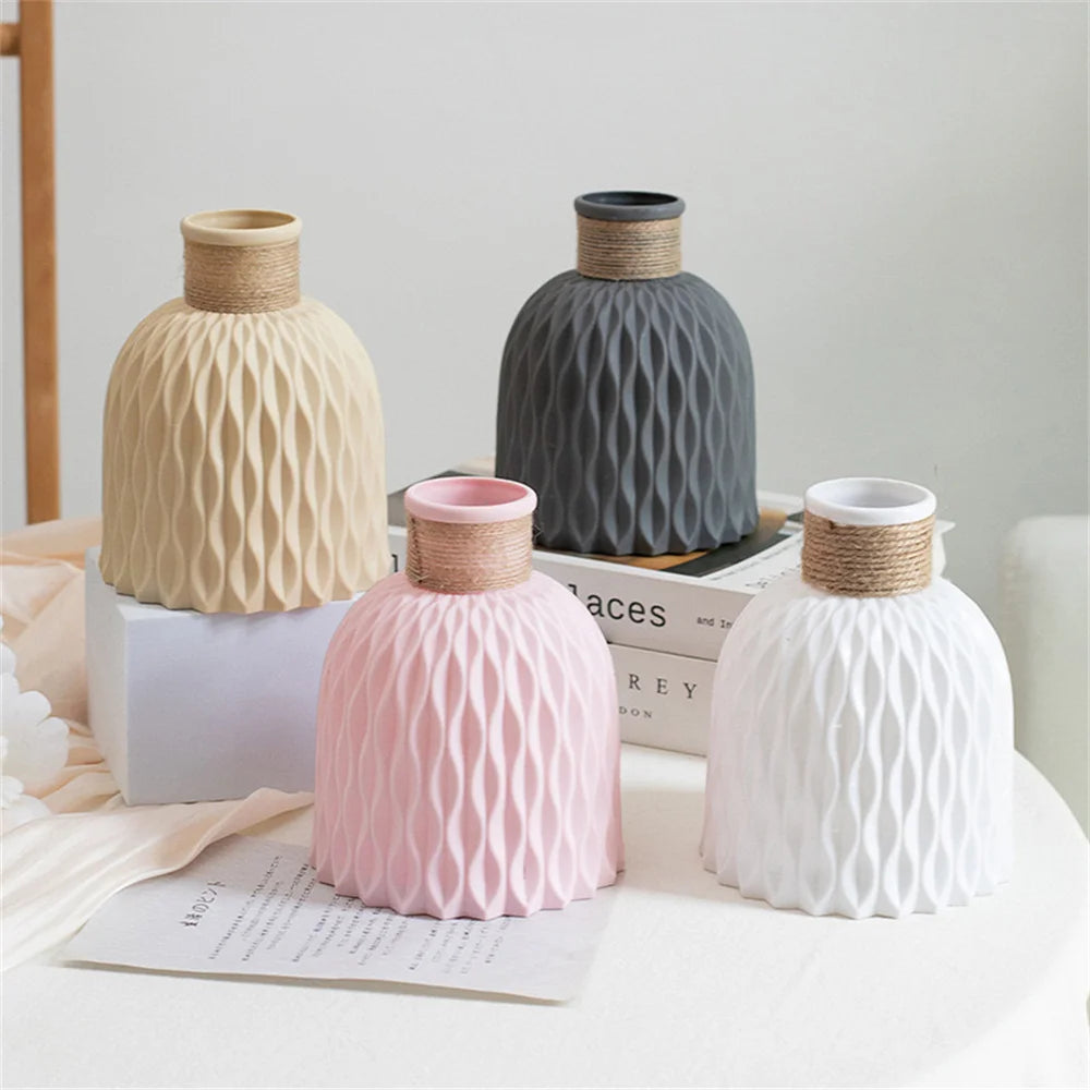 Royelux Water Ripple Plastic Vase - Modern Nordic Elegance