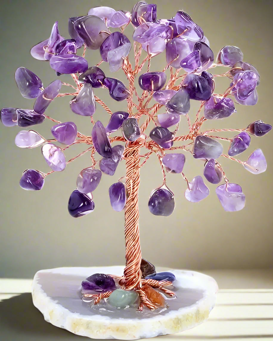 Royallure Crystal Money Tree – Amethyst Healing Gemstone Tree - Zishu