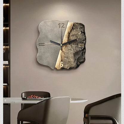 LuxRoyale Living Room Modern Sandstone 3D Wall Clock With Quartz Silent Movement