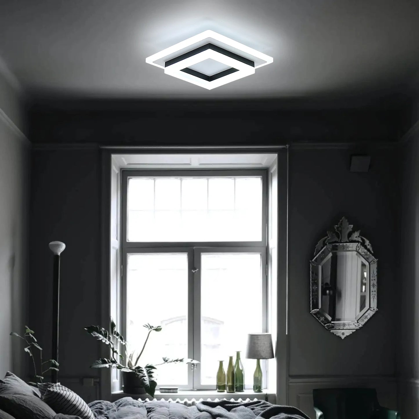 Lumora Modern Square Bezel LED Flush Mount Ceiling Light