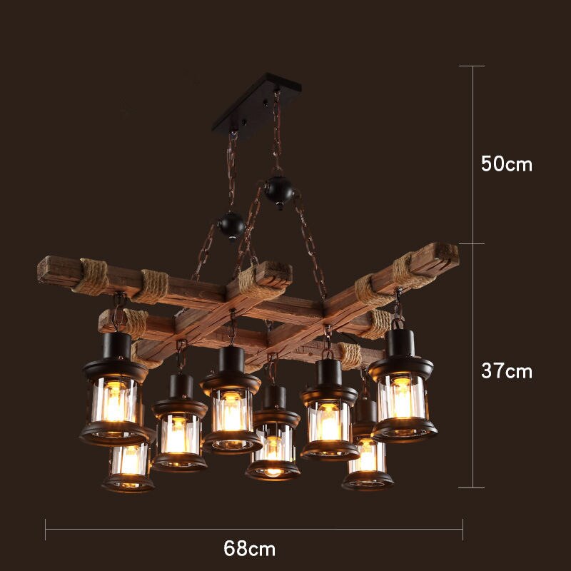 Royaleva Antique Industrial Wood LED Ceiling Light - Pendant Lamps For Vintage Home Decor