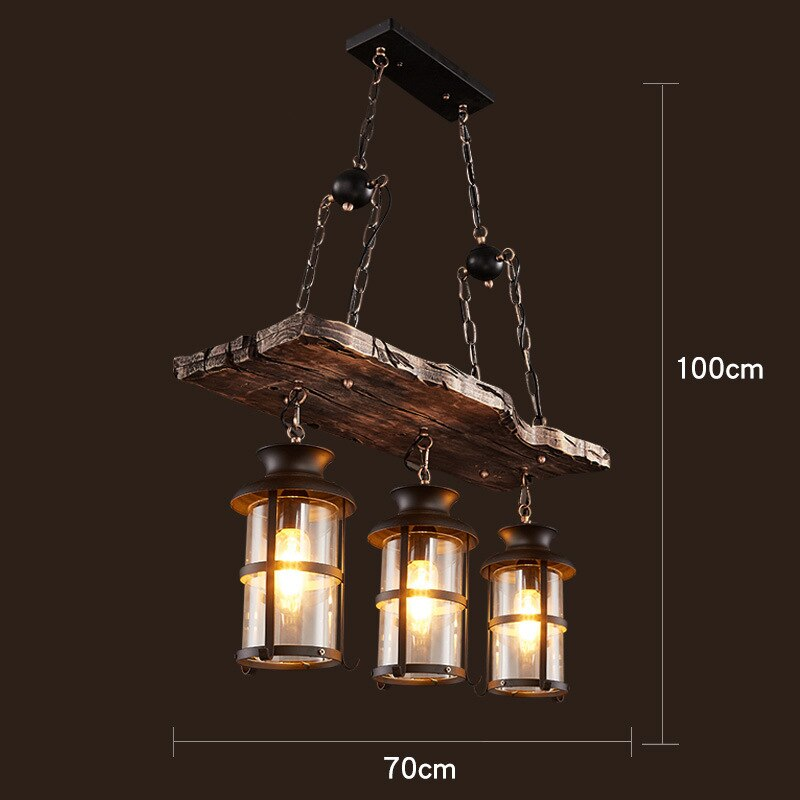 Royaleva Antique Industrial Wood LED Ceiling Light - Pendant Lamps For Vintage Home Decor