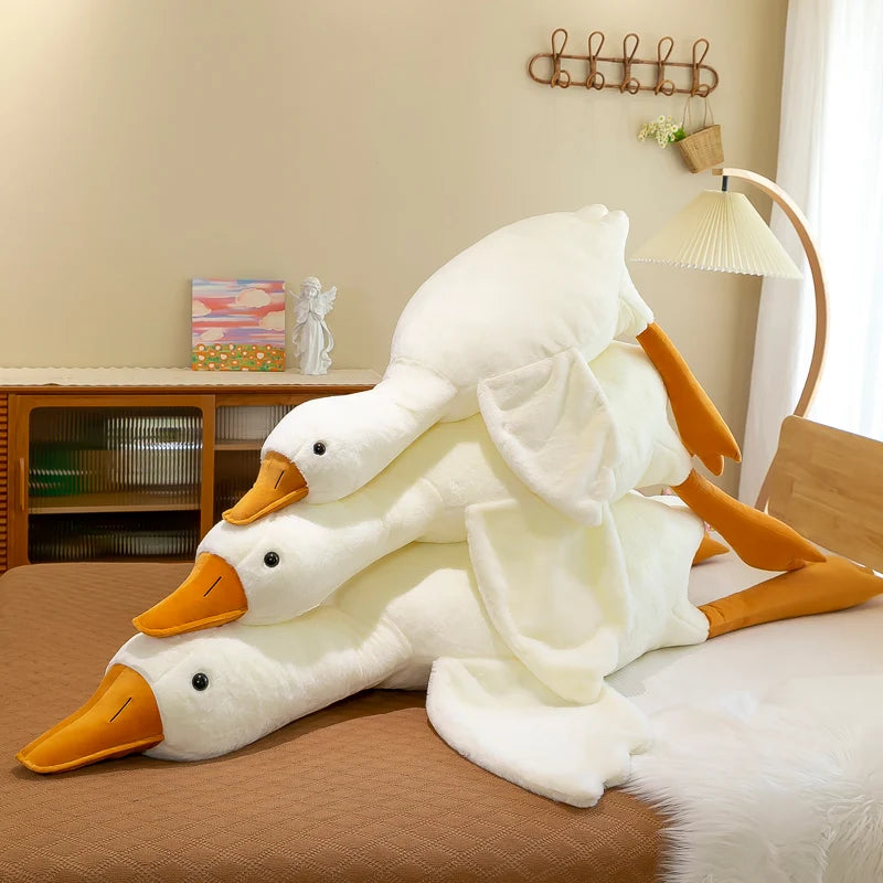Luxora Big White Goose Plush Toy – Oversized Soft Pillow for Kids & Adults