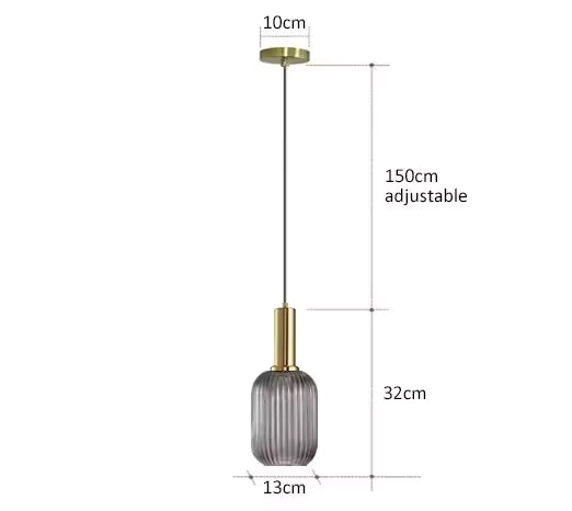 Luxora Nordic Glass Pendant Light, Brass Finish Warm Glow Hanging Lamp