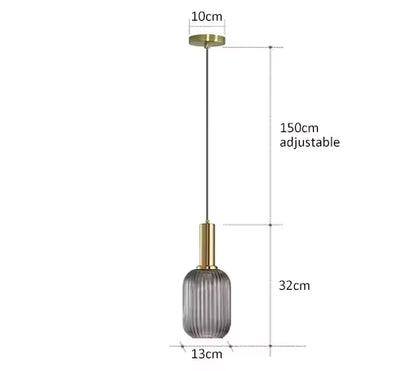 Luxora Nordic Glass Pendant Light, Brass Finish Warm Glow Hanging Lamp