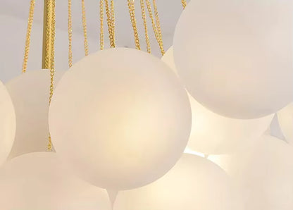 LuxRoyale Modern Glass Bubble Chandelier Hanging Light Fixture For Dining Room