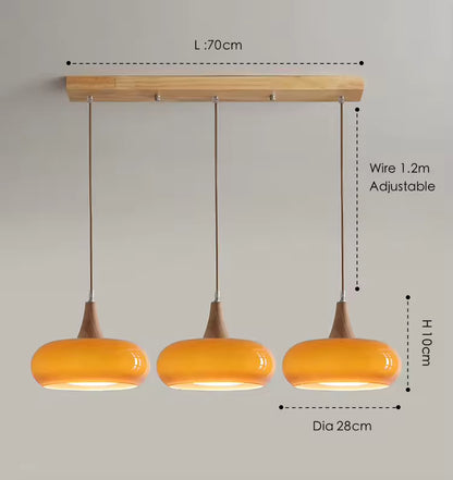 Royallure Amber Glass Adjustable Pendant Light for Kitchen, Restaurant and Bar