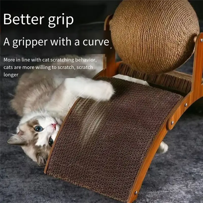 Royallure Durable Cat Scratching Post with Spinning Sisal Ball – Hollow Design, Stable