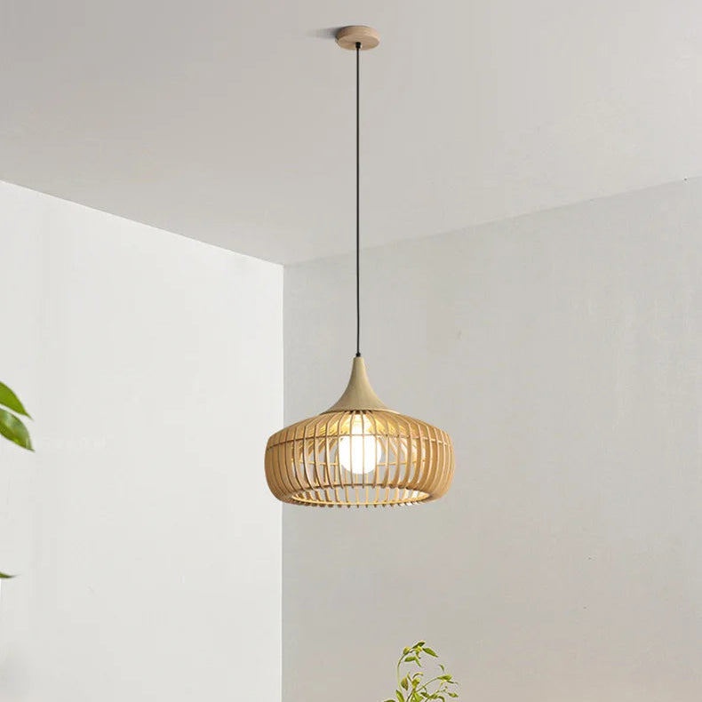 Lumora Japandi Wooden Pendant Light - Modern Minimalist Kitchen Island Lighting