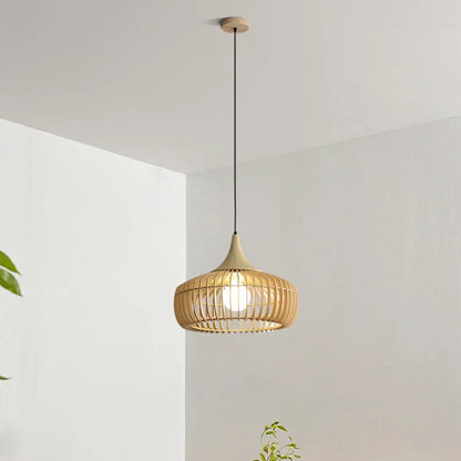 Lumora Japandi Wooden Pendant Light - Modern Minimalist Kitchen Island Lighting