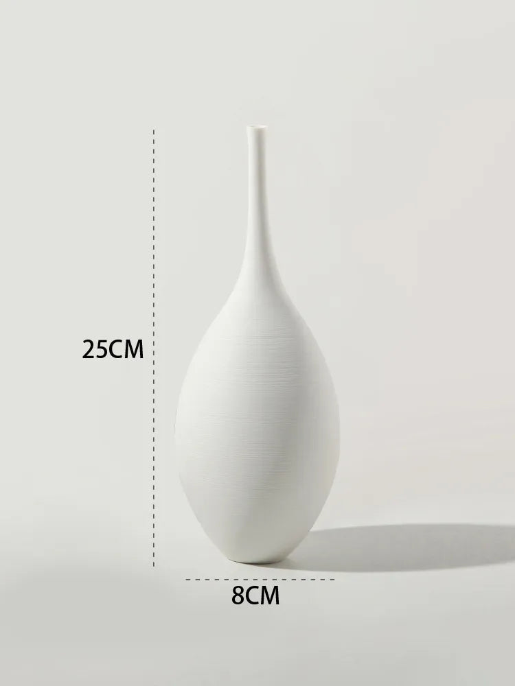 Minimalist Ceramic Vase – Handcrafted Matte Finish Decor Vase - White 2