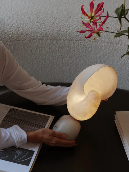LuxRoyale Alabaster Bedside Table Lamp - Dimmable USB Powered with Touch Control