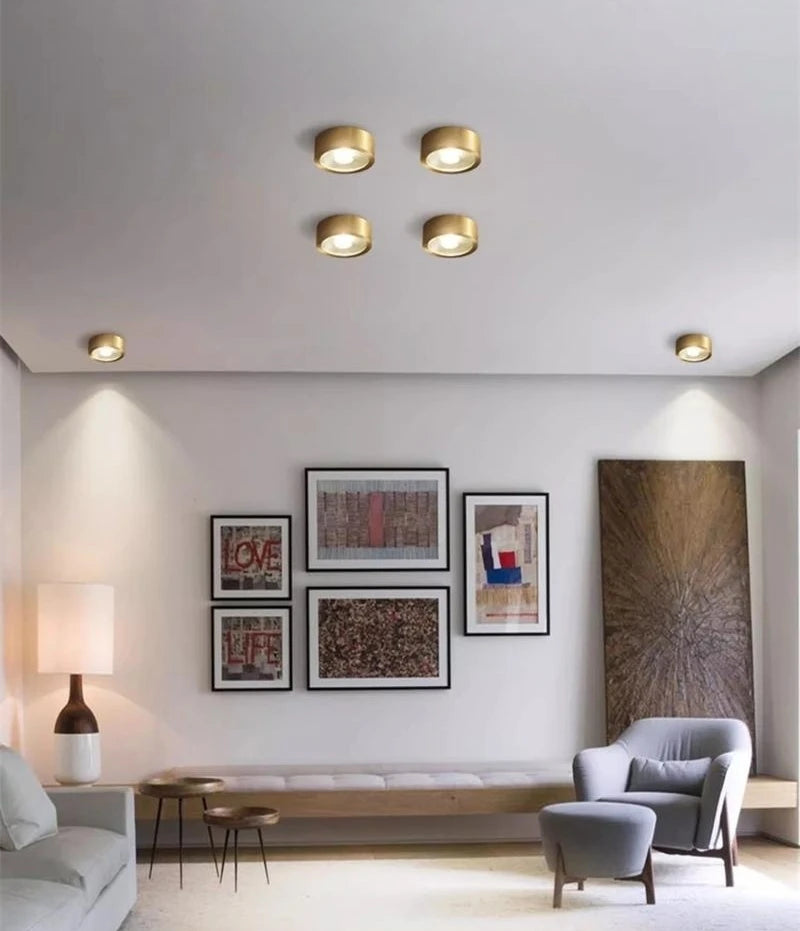 Lumora Copper Flush Mount Built In LED Ceiling Light For Hallway Living Room Bedroom