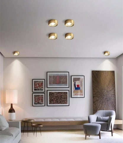 Lumora Copper Flush Mount Built In LED Ceiling Light For Hallway Living Room Bedroom