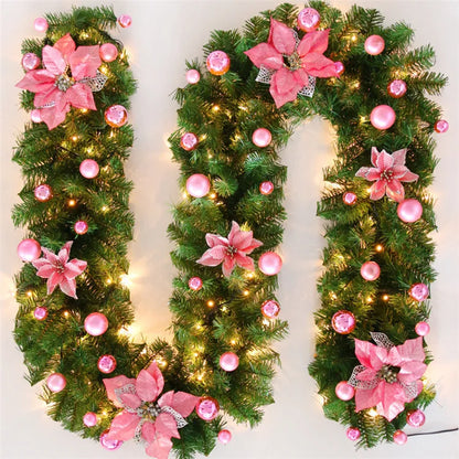 Royallure LED Rattan Christmas Garland – 2.7M Artificial Wreath for Home & Party Decor
