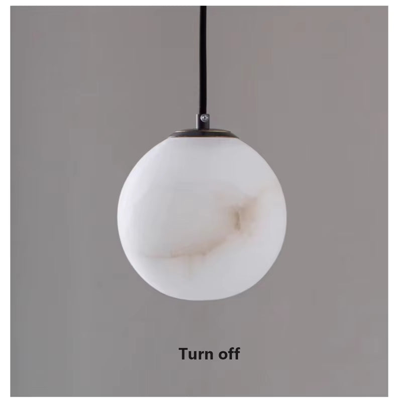 RoyaleGlow Modern Alabaster Globe Pendant Light - Adjustable LED Ceiling Lamp