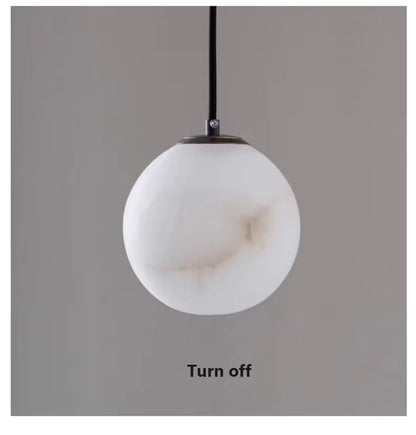 RoyaleGlow Modern Alabaster Globe Pendant Light - Adjustable LED Ceiling Lamp