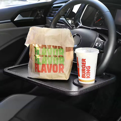 Royallure 2-in-1 Car Steering Wheel Desk – Laptop Mount & Food Tray with Cup Holder