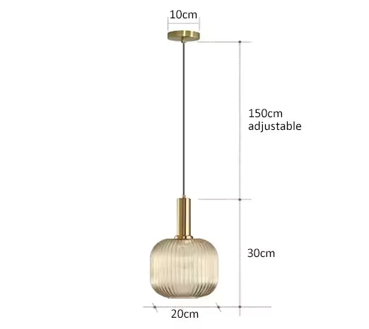 Luxora Nordic Glass Pendant Light, Brass Finish Warm Glow Hanging Lamp