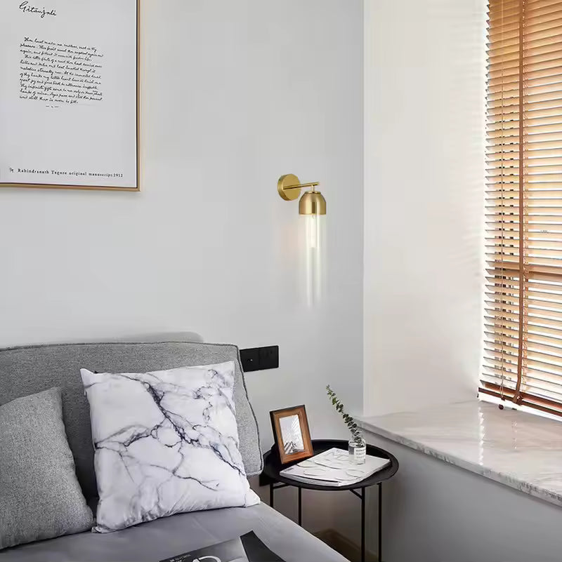 LuxRoyale Art Glass Wall Sconce With Brass Cap And Ambient Glow
