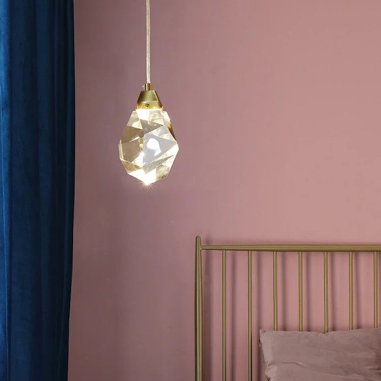 LuxRoyale Crystal Pendant Wall Light With Authentic K9 Crystal Prism Copper Finish