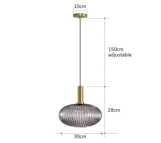 Luxora Nordic Glass Pendant Light, Brass Finish Warm Glow Hanging Lamp
