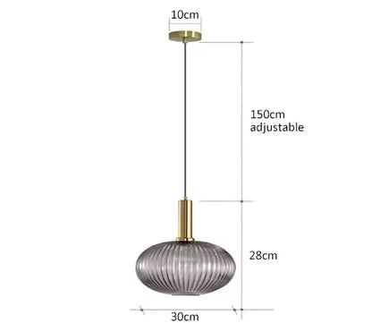 Luxora Nordic Glass Pendant Light, Brass Finish Warm Glow Hanging Lamp