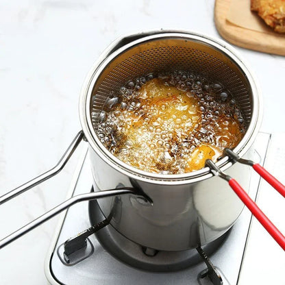 Royallure 304 Stainless Steel Deep Frying Pot with Strainer for Chicken & More