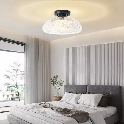 Royelux Modern Engraved Glass Semi-Flush Mount Ceiling Light