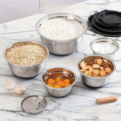 Rayvia Professional Stainless Steel Mixing Bowl Set with Airtight Lids & Graters