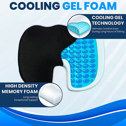 Royallure Gel Memory Foam Seat Cushion for Sciatica Relief – Ergonomic, Anti-Slip, Portable Design for Ultimate Comfort