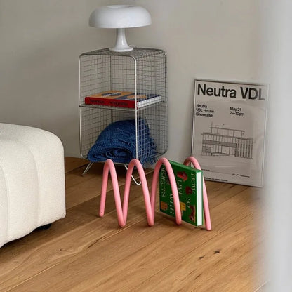 Royelux Modern Metal Loop Book & Magazine Display Organizer - Nordic Tabletop Rack