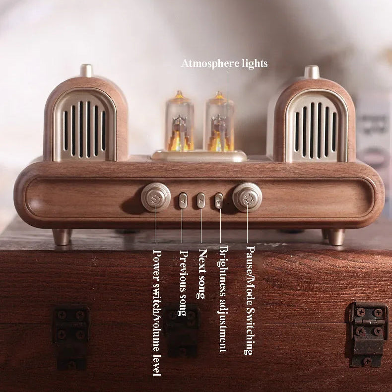 LuxRoyale Vintage Vacuum Tube Bluetooth Speaker with Ambient LED Lamp