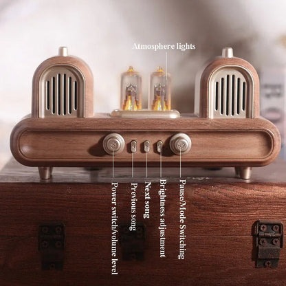 LuxRoyale Vintage Vacuum Tube Bluetooth Speaker with Ambient LED Lamp