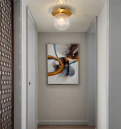 LuxRoyale Luxury Glass Globe Ceiling Light Brushed Brass Canopy