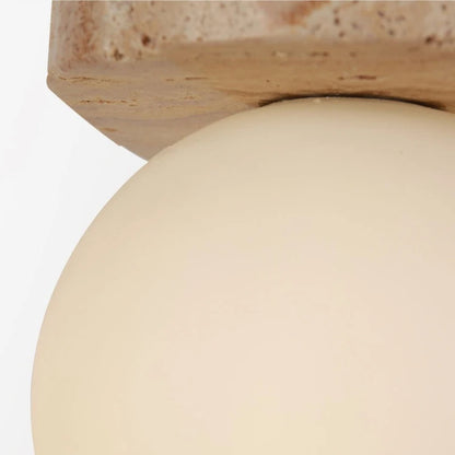LuxRoyale Wabi Sabi Cave Stone Base Round Wall Lamp With Soft Warm LED Glow