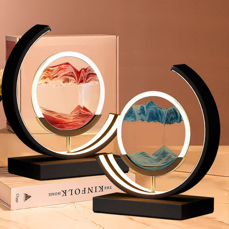 Royallure 3D Hourglass LED Lamp - Mesmerizing Sand Art for Home Decor - White Moon-green