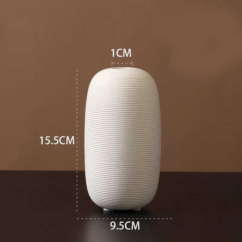 Minimalist Ceramic Vase – Handcrafted Matte Finish Decor Vase - White 4