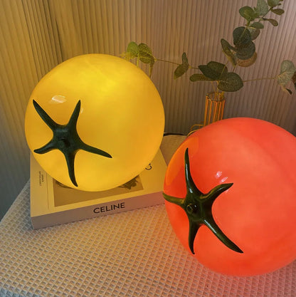 LuxRoyale Creative Tomato Glass Table Lamp, Ambient Night Light for Bedside Decor