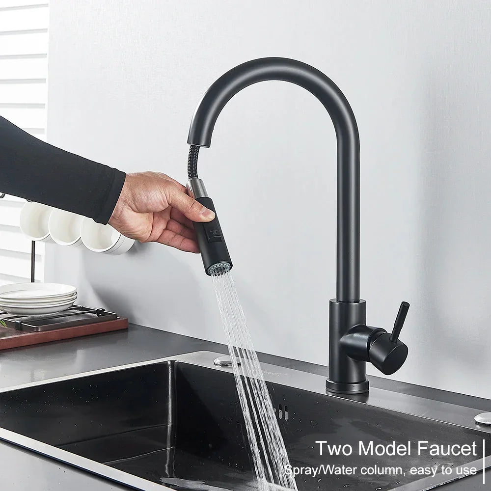 Royallure Touch-Sensor Pull-Out Kitchen Tap – Hands-Free Flow, Swivel Sprayer & Germ-Safe
