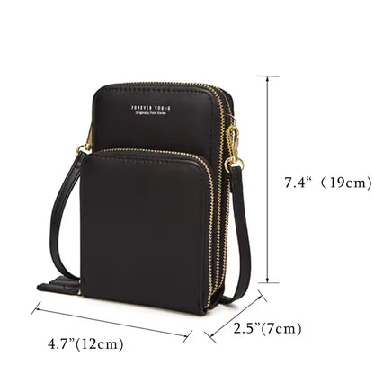 Royallure Triple Secure Leather Phone Crossbody Bag with Stylish Closure System