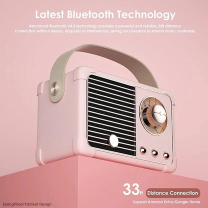 Portable Bluetooth Speaker – Retro-Style Multi-Mode Wireless Mini Speaker for Rich Sound