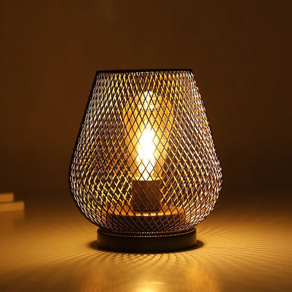 Lumora Premium Wireless LED Table Lamp With Metal Mesh Shade For Living Room Ambient Glow