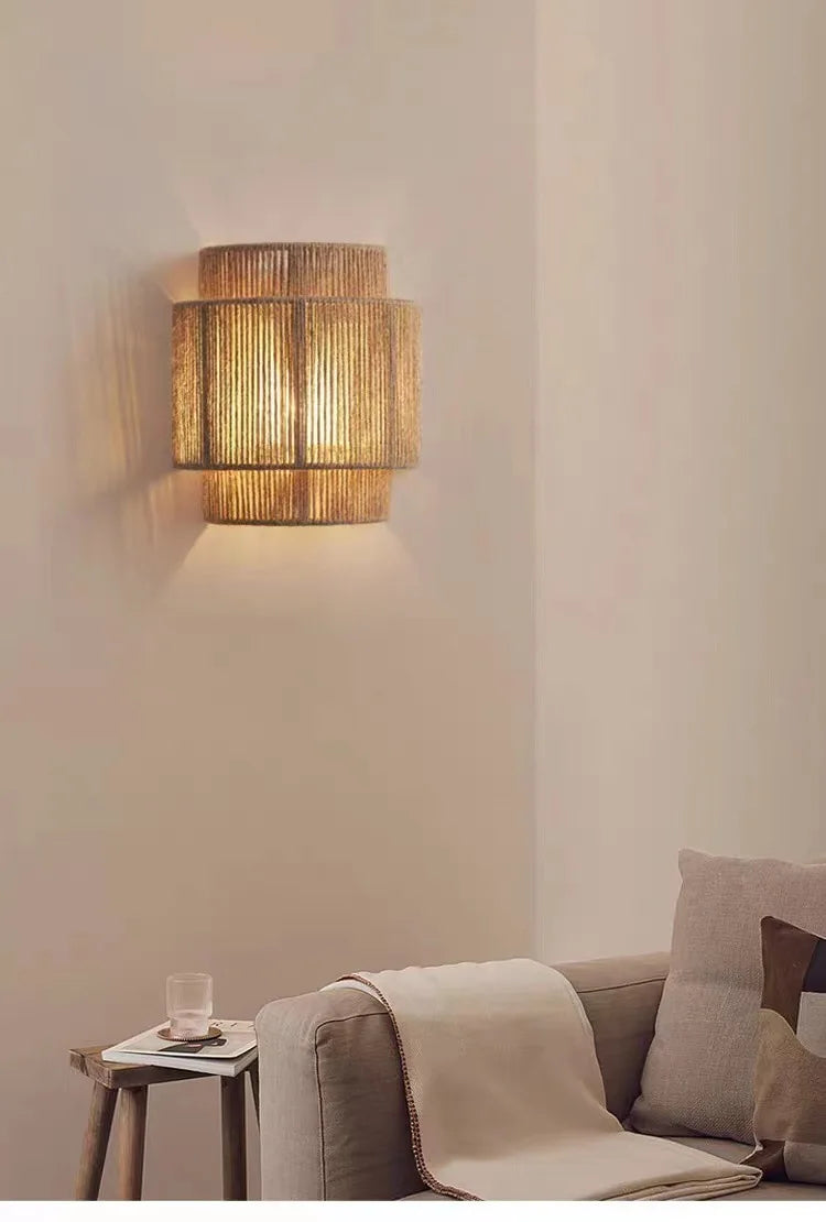 Royallure Handmade Rope Wall Sconce – Warm Ambient Wall Light for Cozy Living Spaces